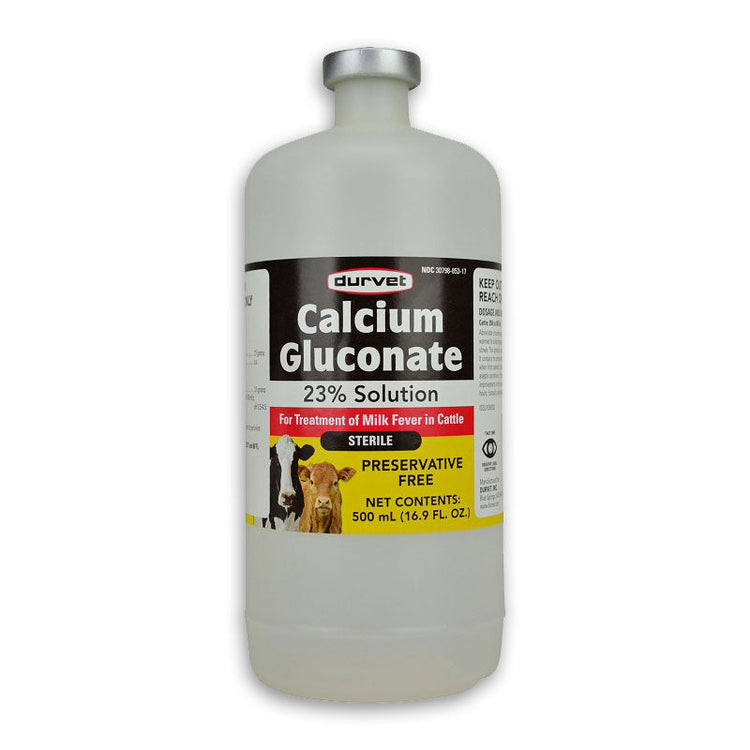 Durvet Calcium Gluconate 23% for Treatment of Milk Fever in Cattle (500 mL) | Chicken Antibiotics
