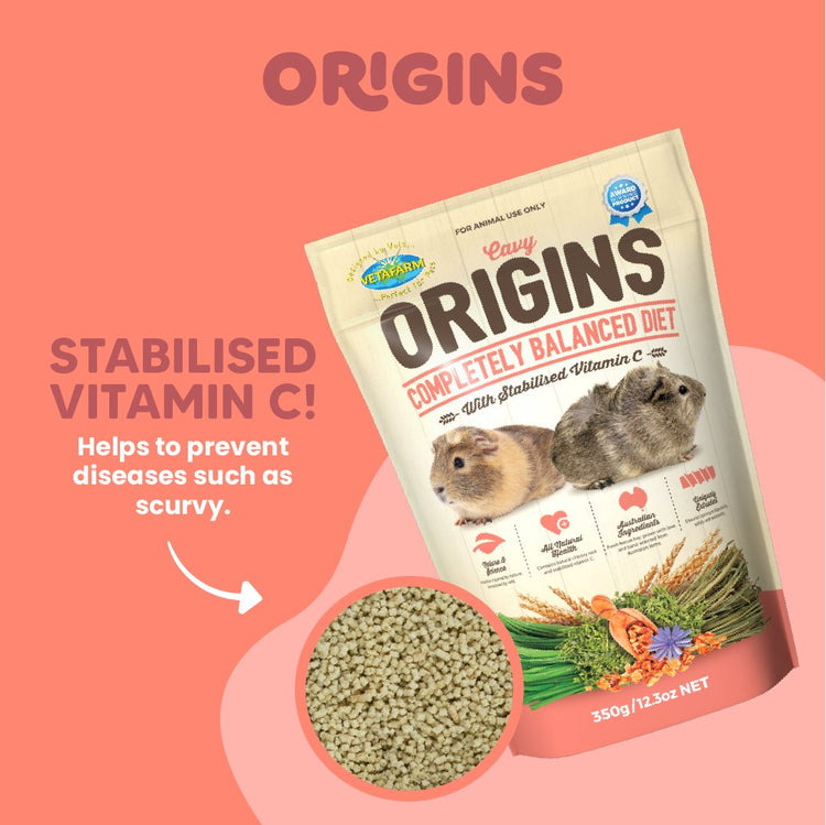 Origins Cavy Diet : High-Fiber Vitamin C Fortified Food for Guinea Pigs | Vetafarm at ChickenAntibiotics.com
