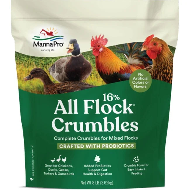 All Flock with Probiotics – 8 lb Crumble Feed | Chicken Antibiotics