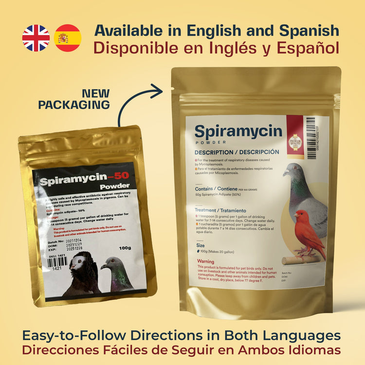 Spiramycin 50: Treats Respiratory & Mycoplasma Infections in Pigeons | Chicken Antibiotics