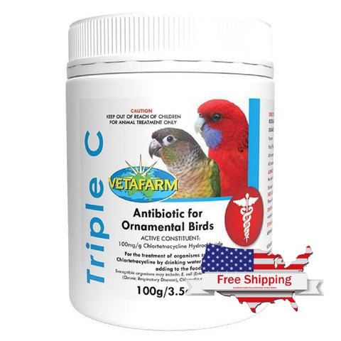 Triple C (Vetafarm): Treats Bacterial Infections in Ornamental Birds - 25g | Chicken Antibiotics