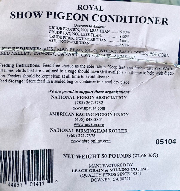 Show Pigeon Conditioner 15% (Leach Grain & Milling) Premium Pigeon Feed | Chicken Antibiotics