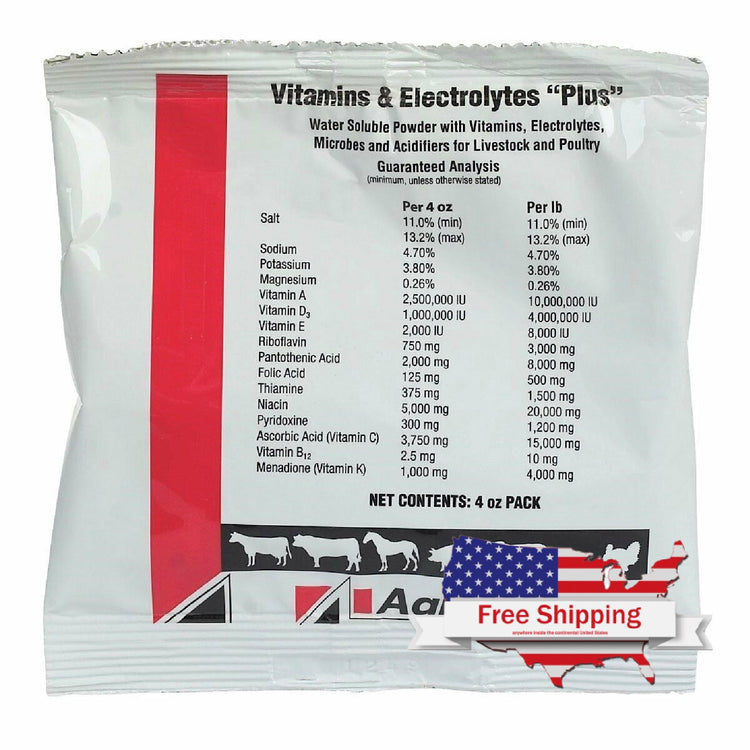 AgriLabs Vitamins & Electrolytes Plus for Livestock, Poultry and Pigeons (4 Oz) | Chicken Antibiotics