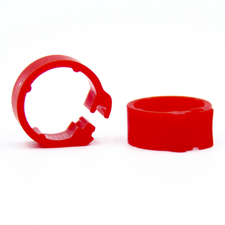 E-Z Clip Rings Plain 8 mm Pigeon Identification Clip Rings. Made in Belgium. Plain. (50 pcs) - Red | Chicken Antibiotics