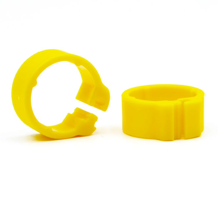 E-Z Clip Rings Plain 8 mm Pigeon Identification Clip Rings. Made in Belgium. Plain. (50 pcs) - Fluorescent Yellow | Chicken A