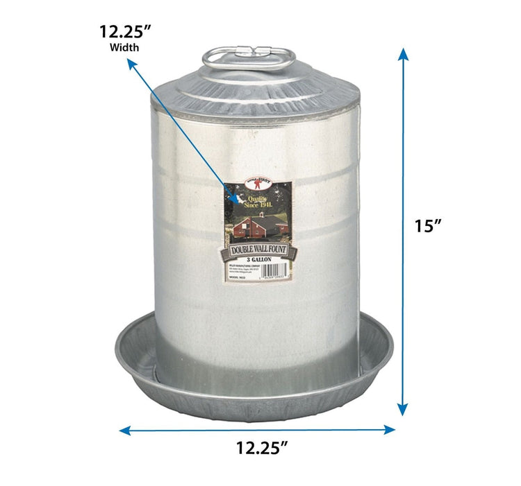 Little Giant Double Wall Metal Poultry Fount, 3-gal | Chicken Antibiotics