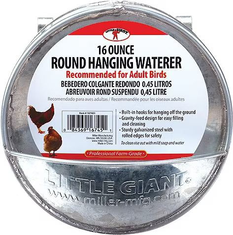 Little Giant Galvanized Round Hanging Poultry Waterer | Chicken Antibiotics