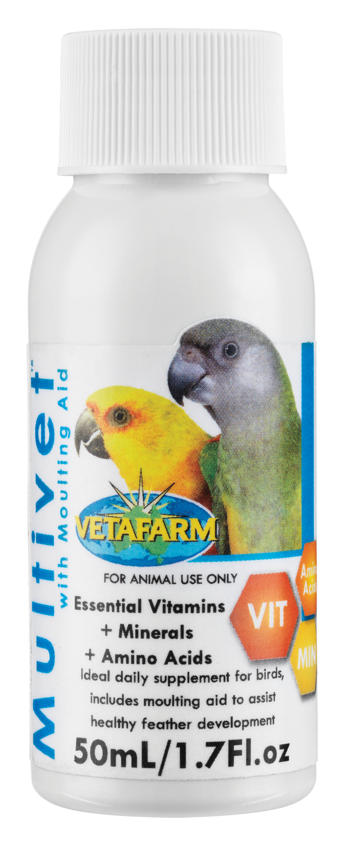 Multivet - with Molting Aid (Vetafarm) Bird Supplement - Helps Feather Production - 500 mL | Chicken Antibiotics