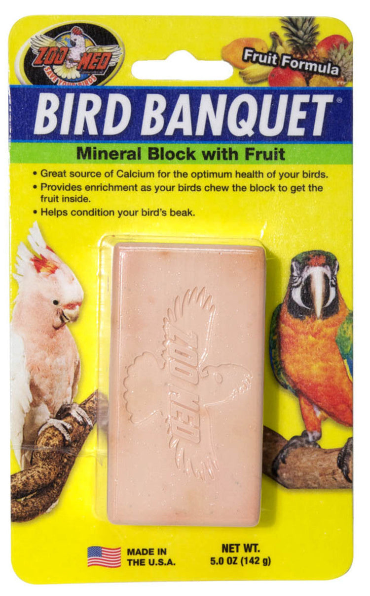 Zoo Med Bird Banquet Fruit Formula Mineral Block | Chicken Antibiotics