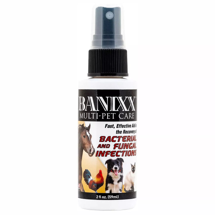 Banixx Anti-Bacterial, Anti-Fungal Spray for Dogs, Cats, Poultry, Horses 2oz 8oz - 8 fl oz | Chicken Antibiotics