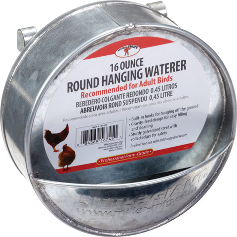 Little Giant Galvanized Round Hanging Poultry Waterer | Chicken Antibiotics