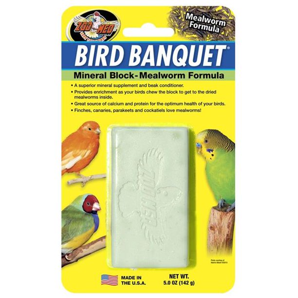 Zoo Med Bird Banquet Mineral Block Mealworm Formula | Chicken Antibiotics