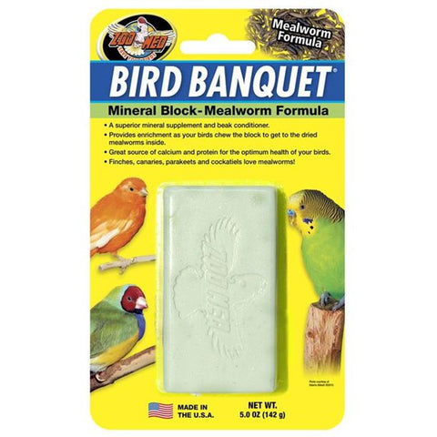 Zoo Med Bird Banquet Mineral Block Mealworm Formula | Chicken Antibiotics