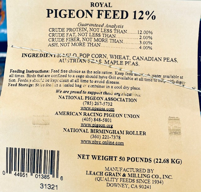 12% Pigeon Feed (Leach Grain & Milling) | Chicken Antibiotics