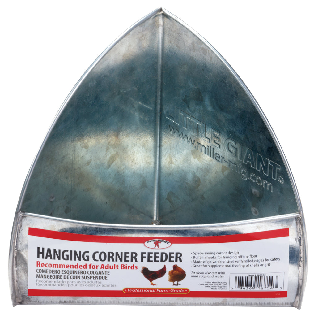 Galvanized Hanging Corner Poultry Feeder LITTLE GIANT | MILLER MANUFACTURING | Chicken Antibiotics