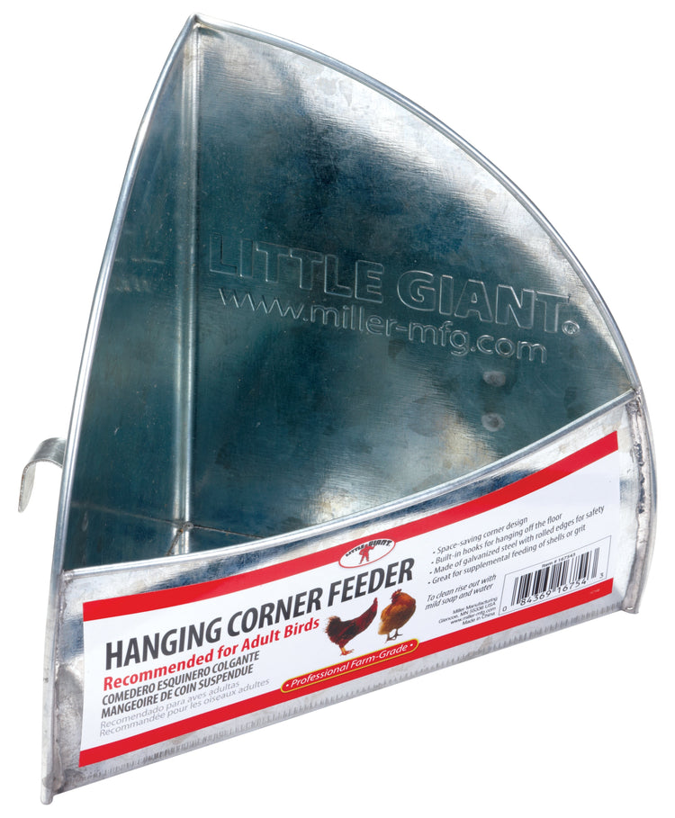 Galvanized Hanging Corner Poultry Feeder LITTLE GIANT | MILLER MANUFACTURING | Chicken Antibiotics