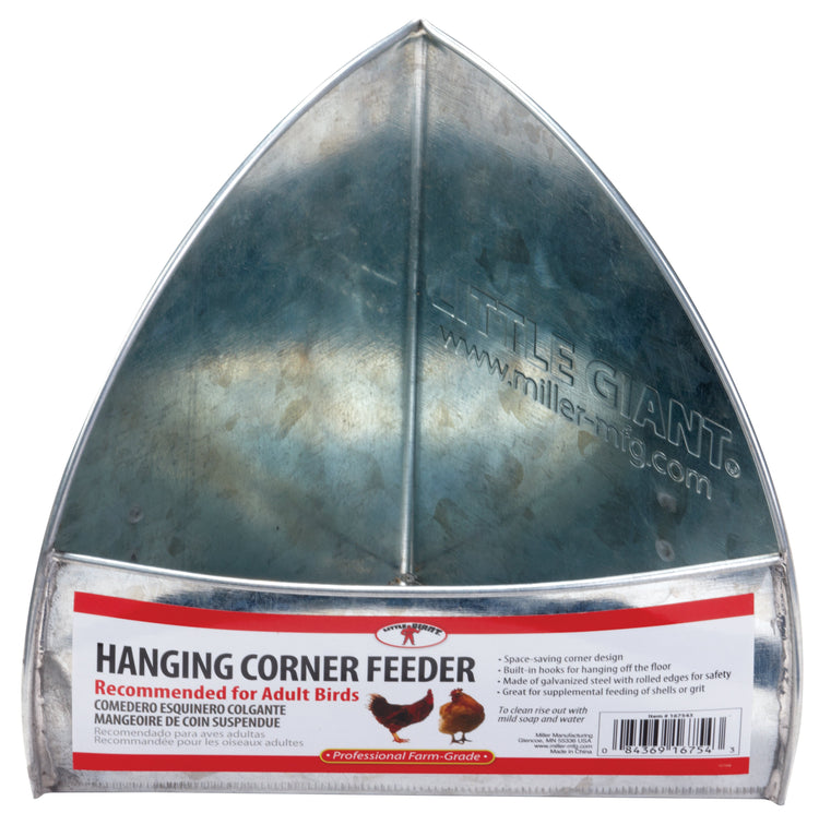 Galvanized Hanging Corner Poultry Feeder LITTLE GIANT | MILLER MANUFACTURING | Chicken Antibiotics