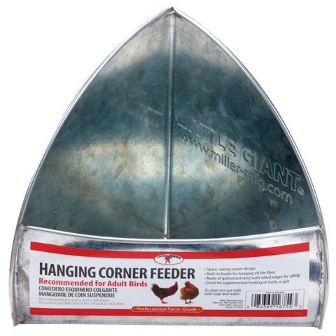 Galvanized Hanging Corner Poultry Feeder LITTLE GIANT | MILLER MANUFACTURING | Chicken Antibiotics