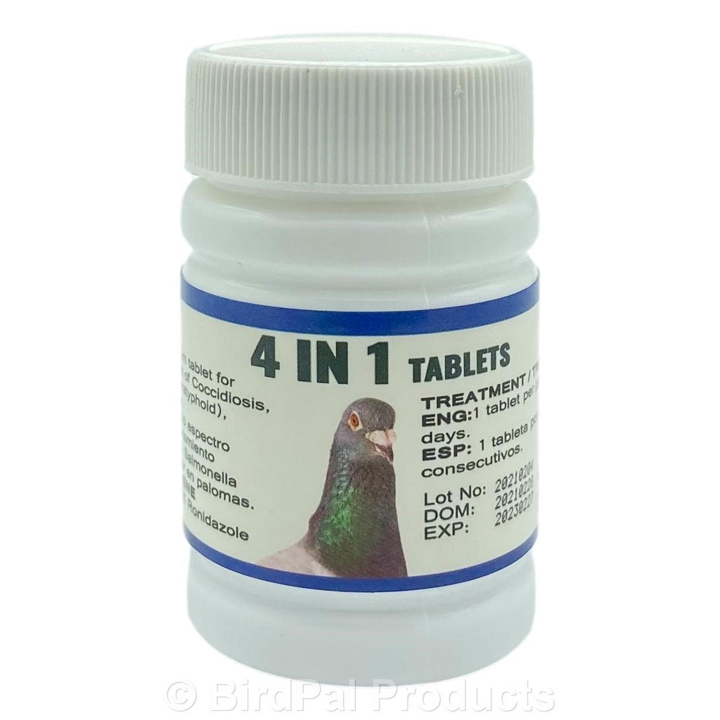 4 in 1 Tablets for Pigeons - For Cocci, E. Coli, Salmonella & Canker | Chicken Antibiotics
