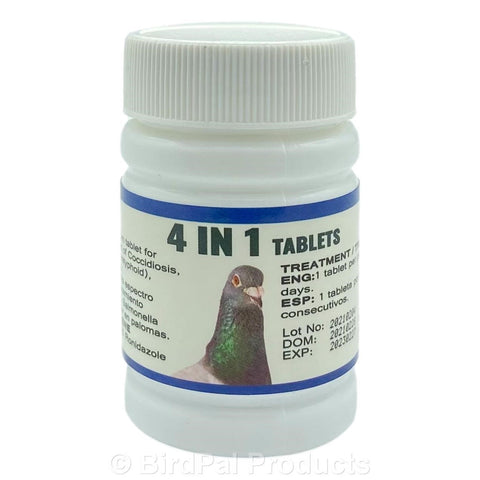 4 in 1 Tablets for Pigeons - For Cocci, E. Coli, Salmonella & Canker | Chicken Antibiotics