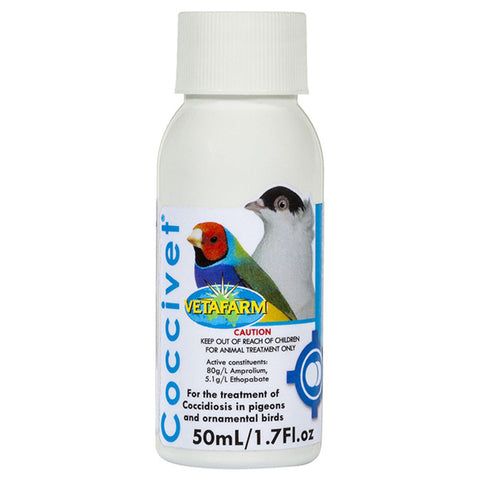 Coccivet (Vetafarm) - Effectively Treat Coccidiosis in Pigeons & Pet Birds - 50 ml | Chicken Antibiotics