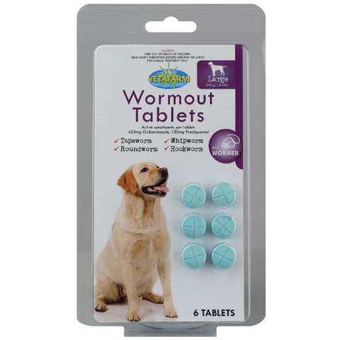 Wormout for Dogs 20kg – 50 ct | Vetafarm at ChickenAntibiotics.com