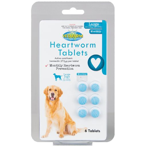 Heartworm Tablets: Large Breed – 6 | Vetafarm at ChickenAntibiotics.com