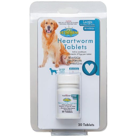 Heartworm Tablets: Large Breed – 6 | Vetafarm at ChickenAntibiotics.com