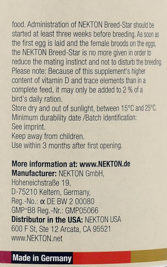 Nekton Breed-Star: Fortified Breeding Supplement for Birds - 320g | Chicken Antibiotics