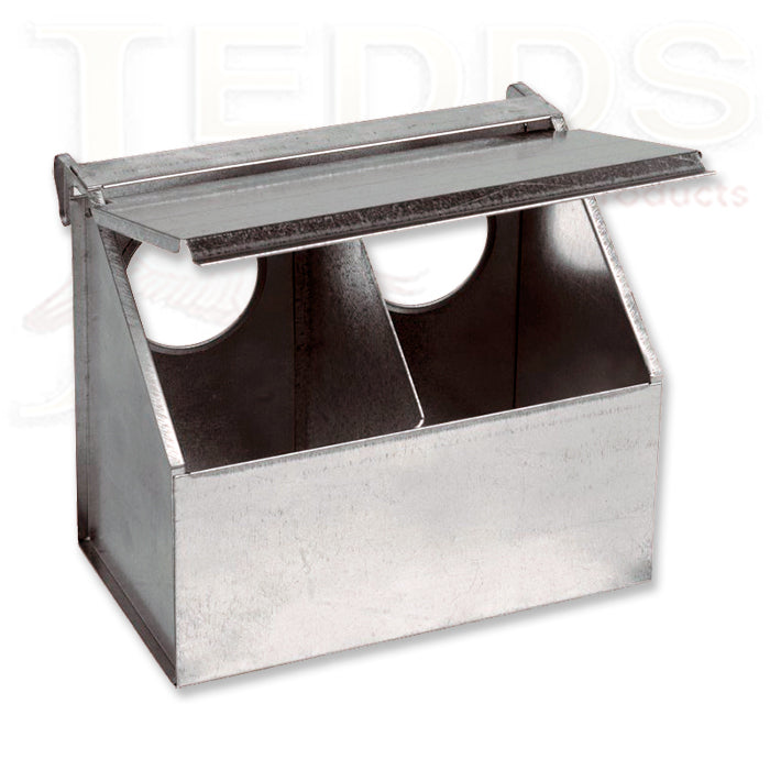 Metal 2-Hole Feeder (Copele) Easy Galvanized Bird Feeder | Chicken Antibiotics