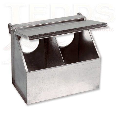 Metal 2-Hole Feeder (Copele) Easy Galvanized Bird Feeder | Chicken Antibiotics