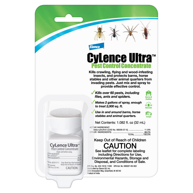 Elanco CyLence Ultra Pest Control Concentrate 32 mL – Broad-Spectrum Indoor/Outdoor Insect Killer | Chicken Antibiotics
