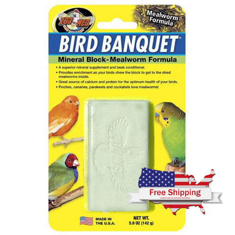 Zoo Med Bird Banquet Mineral Block Mealworm Formula | Chicken Antibiotics