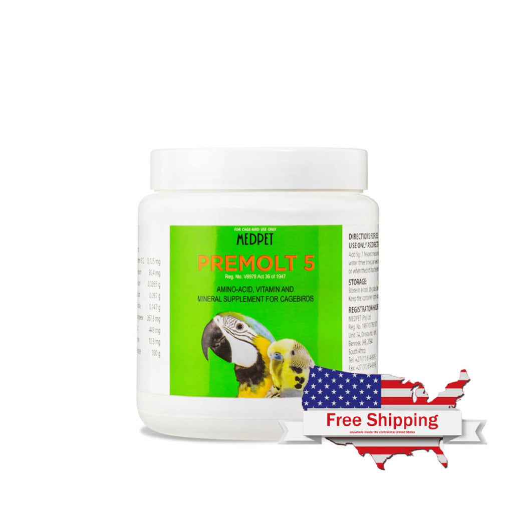 Premolt-5 (Medpet) Total Supplement to Treat & Prevent Feather Plucking | Chicken Antibiotics