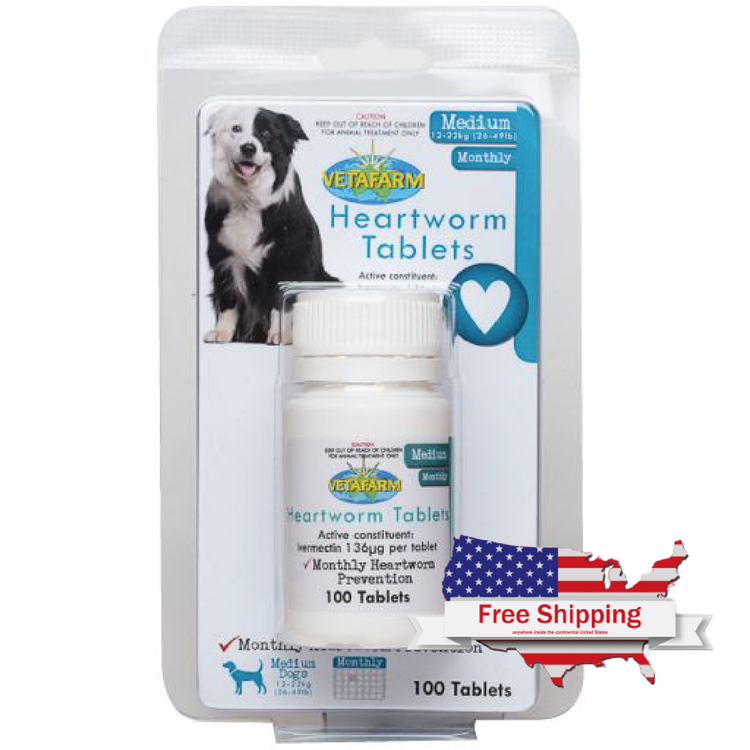 Heartworm Tablets Medium | Vetafarm at ChickenAntibiotics.com