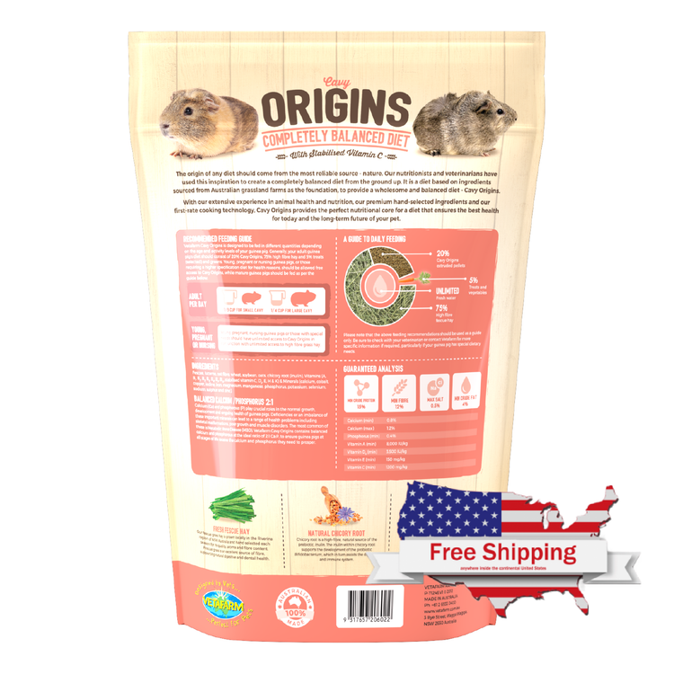 Origins Cavy Diet : High-Fiber Vitamin C Fortified Food for Guinea Pigs | Vetafarm at ChickenAntibiotics.com