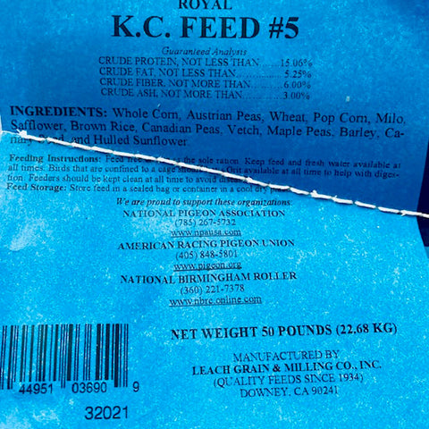 KC-5 Race Mix (Leach Grain & Milling) High-Performance Whole Corn Racing Pigeon Feed | Chicken Antibiotics