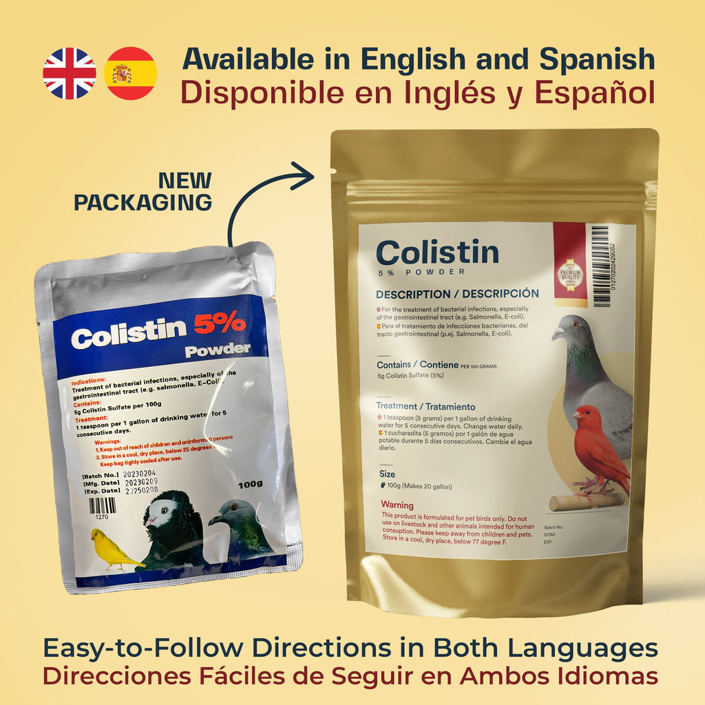 Colistin 5% Powder for Birds - 100g. Treats/Prevents a Variety of Infections | Chicken Antibiotics