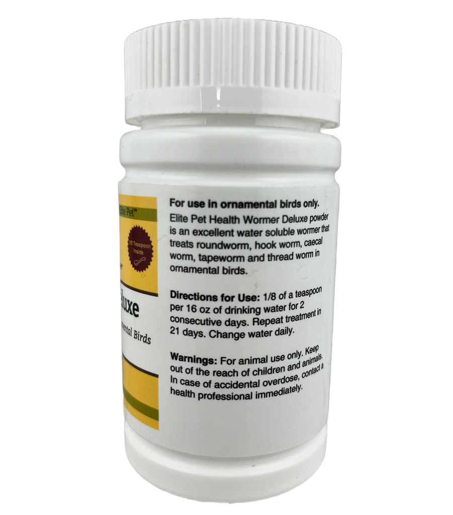 Wormer Deluxe Powder (Elite Pet) Trusted Bird Dewormer for Cage Birds | Chicken Antibiotics