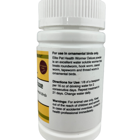Wormer Deluxe Powder (Elite Pet) Trusted Bird Dewormer for Cage Birds | Chicken Antibiotics