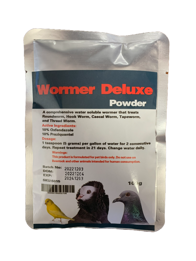Wormer Deluxe Powder - Exclusively for Pigeons and Pet Birds | Chicken Antibiotics