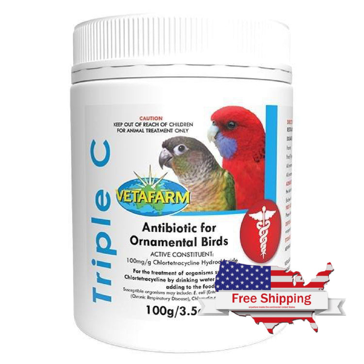 Triple C (Vetafarm): Treats Bacterial Infections in Ornamental Birds - 25g | Chicken Antibiotics