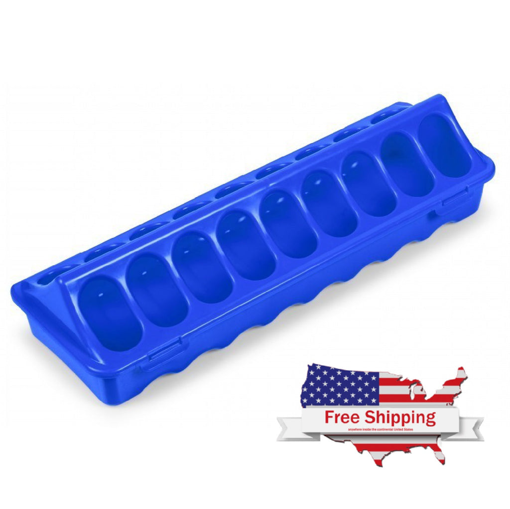 Blue Plastic Feeder for Chicks 12" (Copele) Chick Feed Trough | Chicken Antibiotics