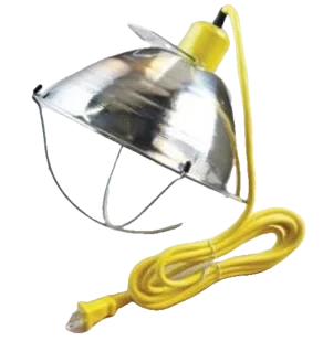 Brooder Light with 10.5" Reflector & 9' Power Cord | High-Heat Porcelain Socket & Bulb Guard | Chicken Antibiotics