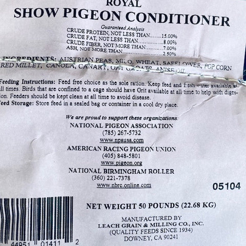Show Pigeon Conditioner 15% (Leach Grain & Milling) Premium Pigeon Feed | Chicken Antibiotics
