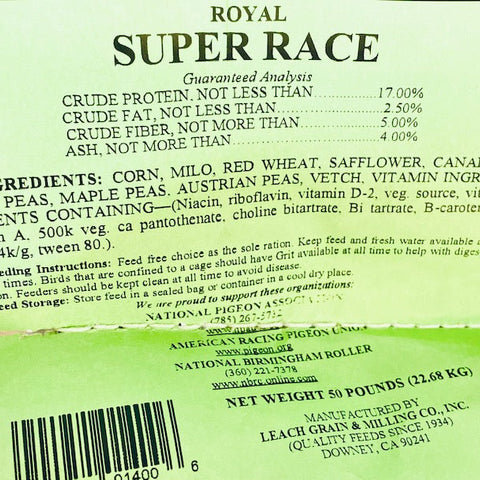 Super Race 17% (Leach Grain & Milling) Premium Racing Pigeon Feed | Chicken Antibiotics