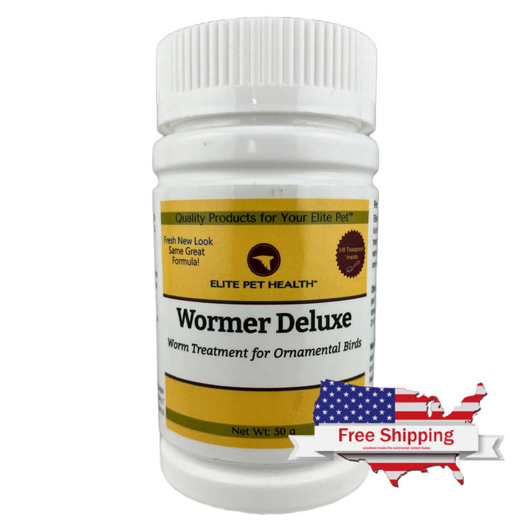 Wormer Deluxe Powder (Elite Pet) Trusted Bird Dewormer for Cage Birds | Chicken Antibiotics