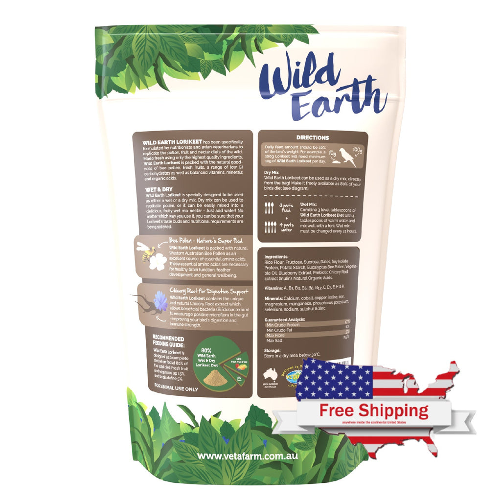 Wild Earth Lorikeet Diet. Low Sugar/Great Nutrition | Vetafarm at ChickenAntibiotics.com