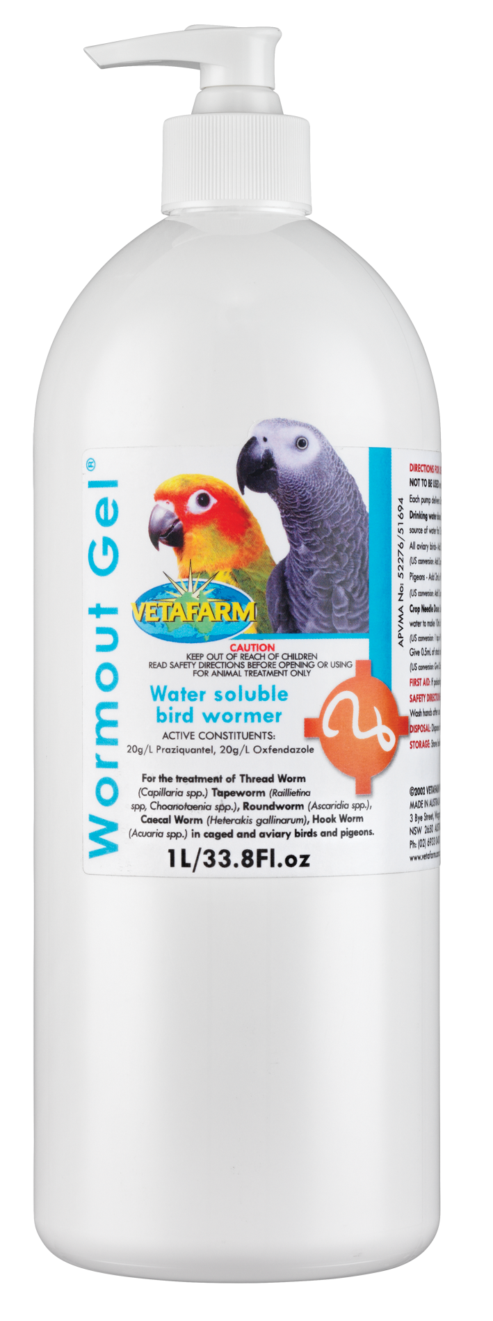 Wormout Gel (Vetafarm) Effective Bird Wormer for Pigeons & Aviary Birds | Chicken Antibiotics