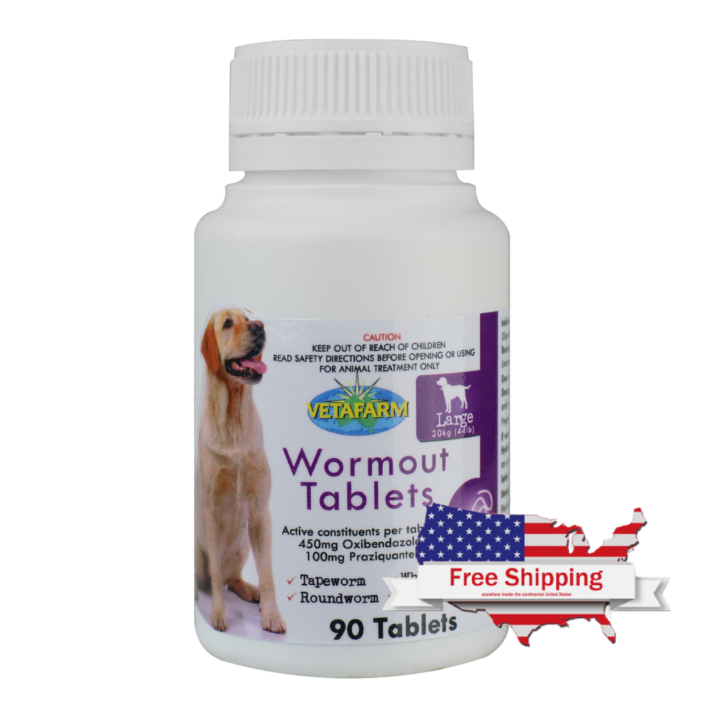 Wormout for Dogs 20kg – 50 ct | Vetafarm at ChickenAntibiotics.com